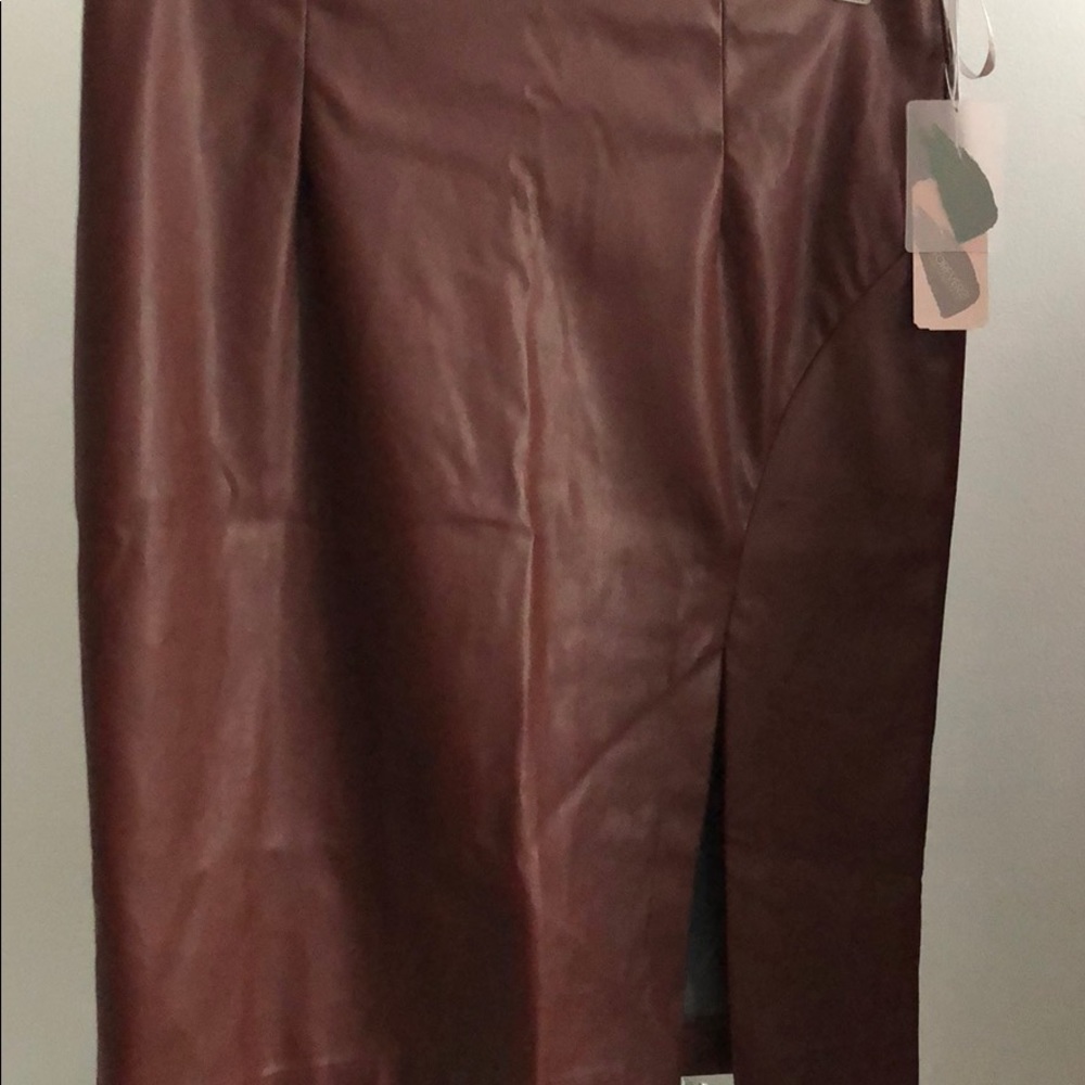 Red leather skirt